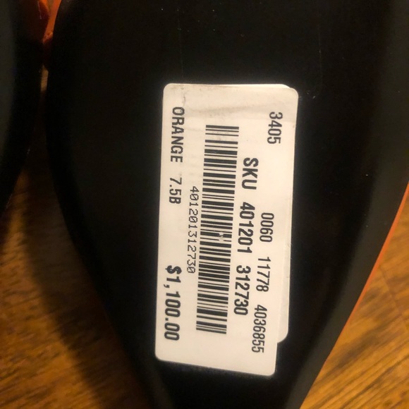 NIB $1100 VALENTINO Roman Stud Ankle-cuff Leather Ballerinas In Orange Zest 37.5 - Picture 12 of 16